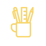 pens and pencils in a cup icon